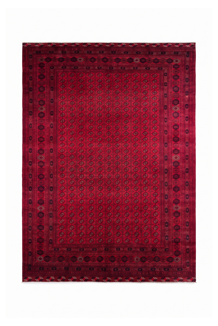 Crimson Turkmen Gül Khal Mohammadi Rug, Hand-Knotted Wool