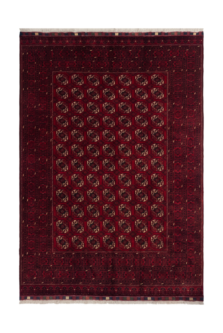 Oxblood Turkmen Gül Bashiri, Hand-Knotted Wool Rug
