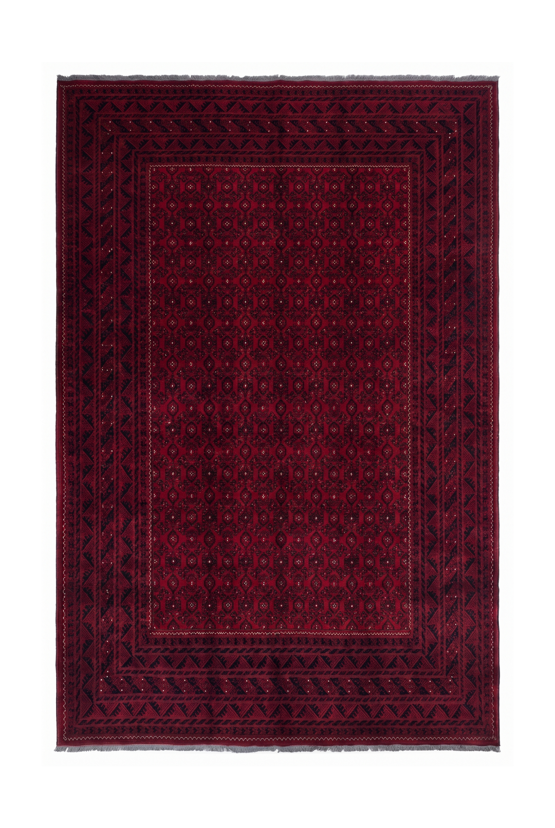 Wine Red Mina Khani, Hand-Knotted Wool Rug