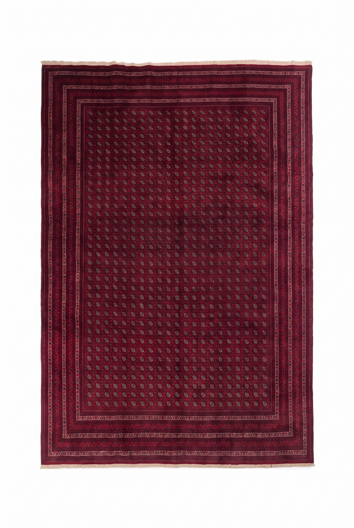 Wine Red Khoja Roshnai, Hand-Knotted Wool Rug