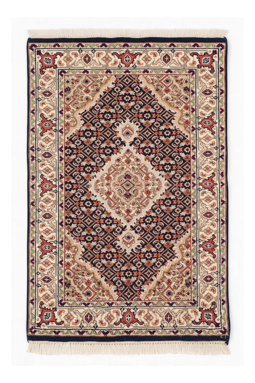 Sandstone and Terracotta Mahi Medallion Tabriz, Hand-Knotted Wool Rug