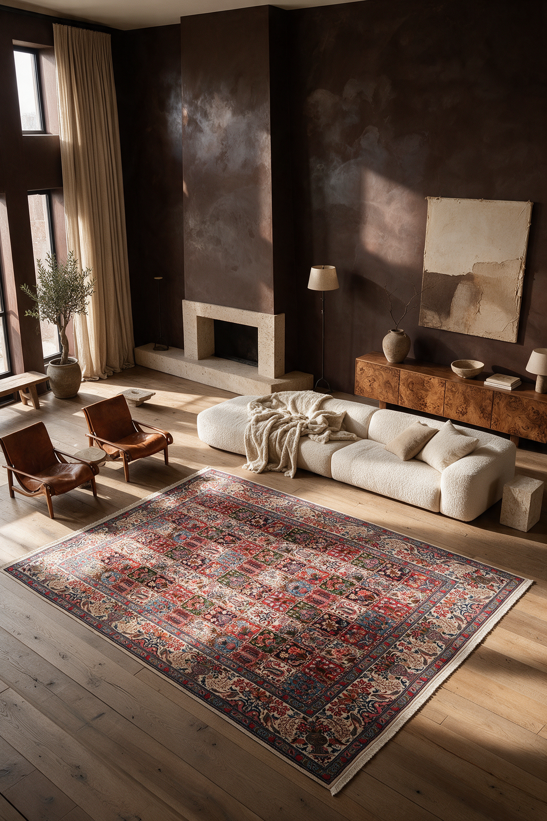 Four Seasons Garden Panel Sabzevar, Hand-Knotted Wool Rug