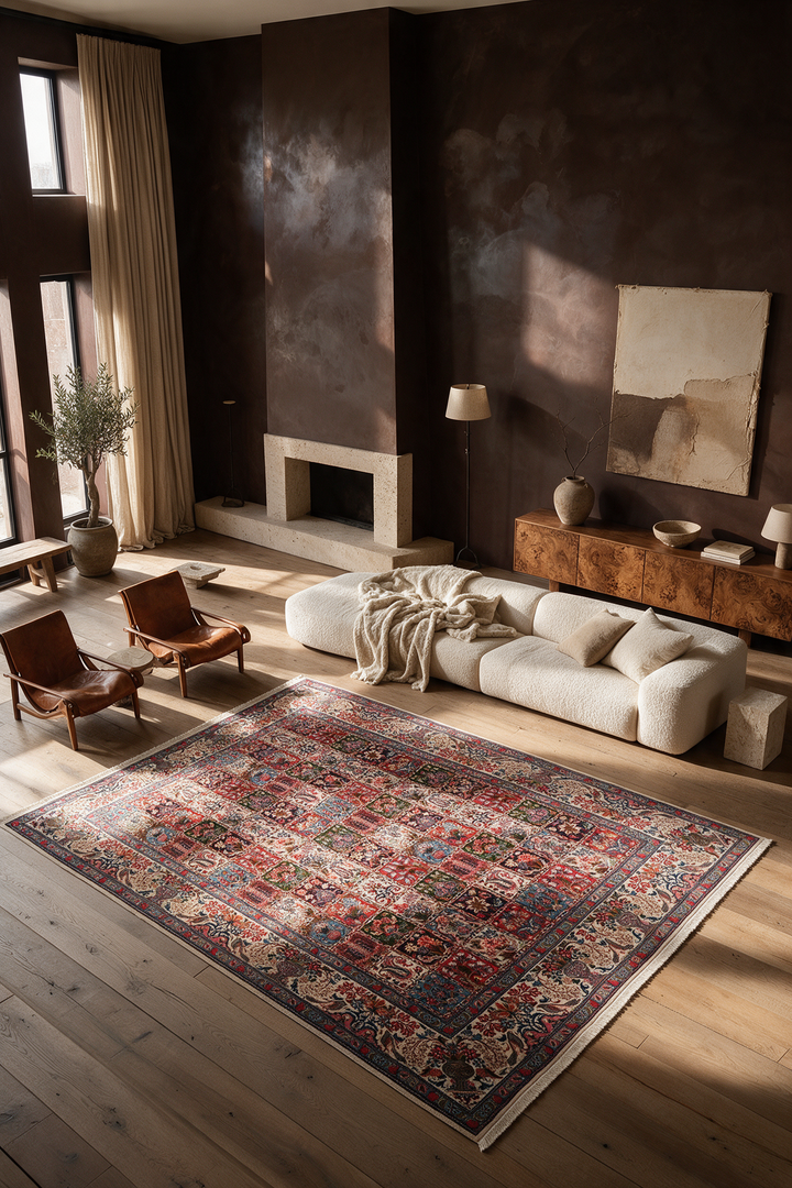 Four Seasons Garden Panel Sabzevar, Hand-Knotted Wool Rug