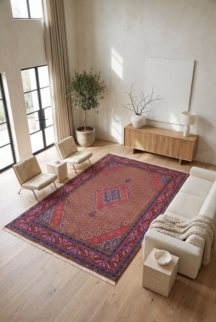 Camel Mahi Medallion Ardabil, Hand-Knotted Wool Rug