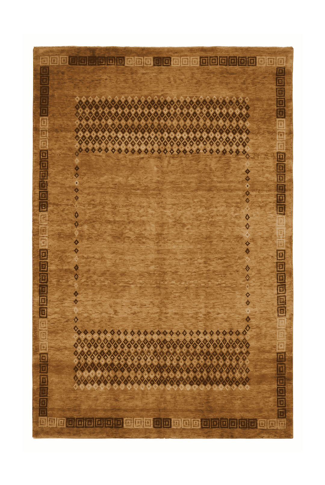 ブラウンのインド絨毯（無地） 170×235cm・約2畳の手織りウールラグ