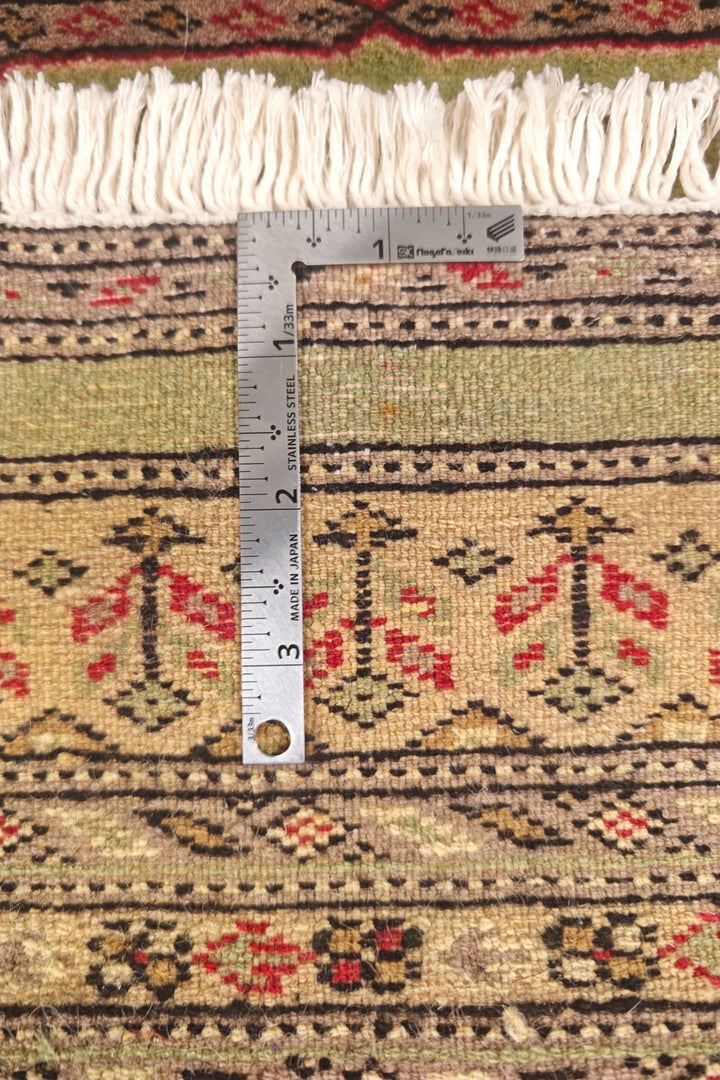 Olive Green and Gold Kazak Triple Medallion, Hand-Knotted Wool Rug