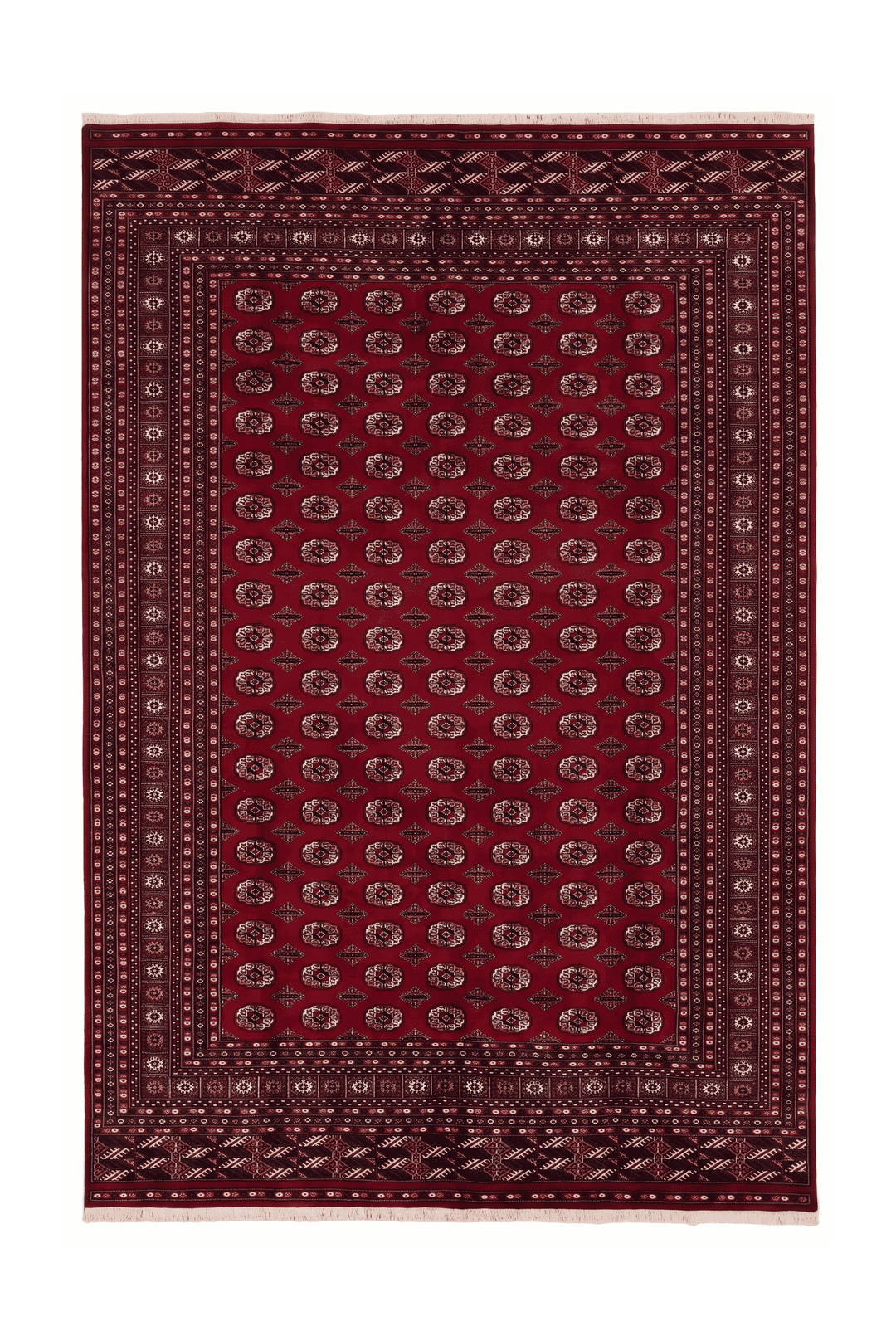 パキスタン絨毯 ブハラ マダーレッド ギュル柄 248×303cm 約6畳