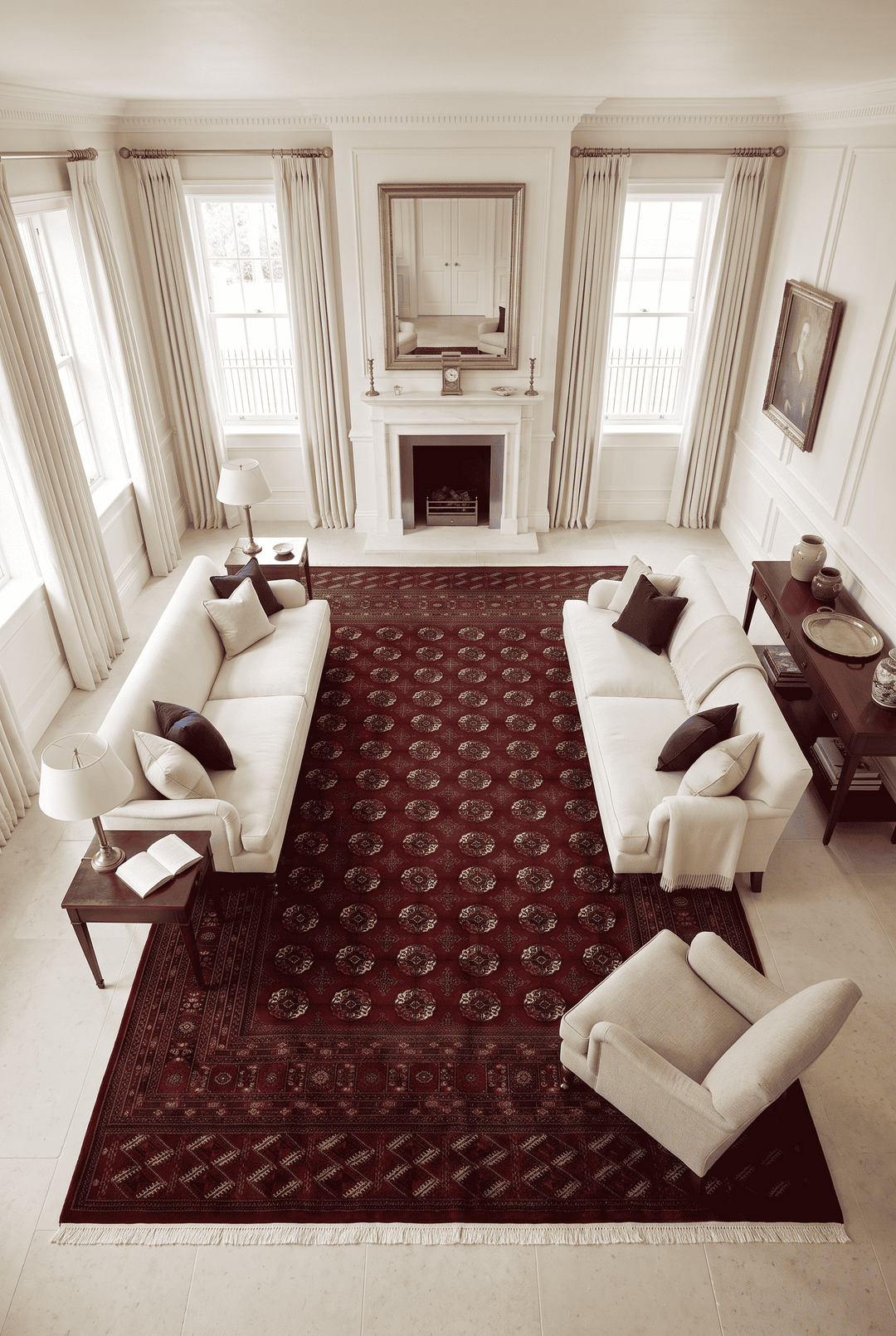 モーヴ・トープのパキスタン絨毯 ブハラ（ギュル柄） 手織りラグ 282×369cm（写真2）