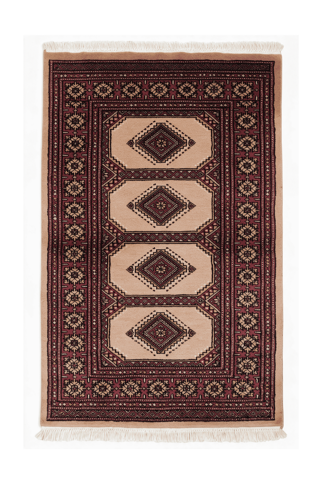 サンドのパキスタン絨毯 ジャルダール（ギュル柄） 81×121cm・約1畳の手織りウールラグ