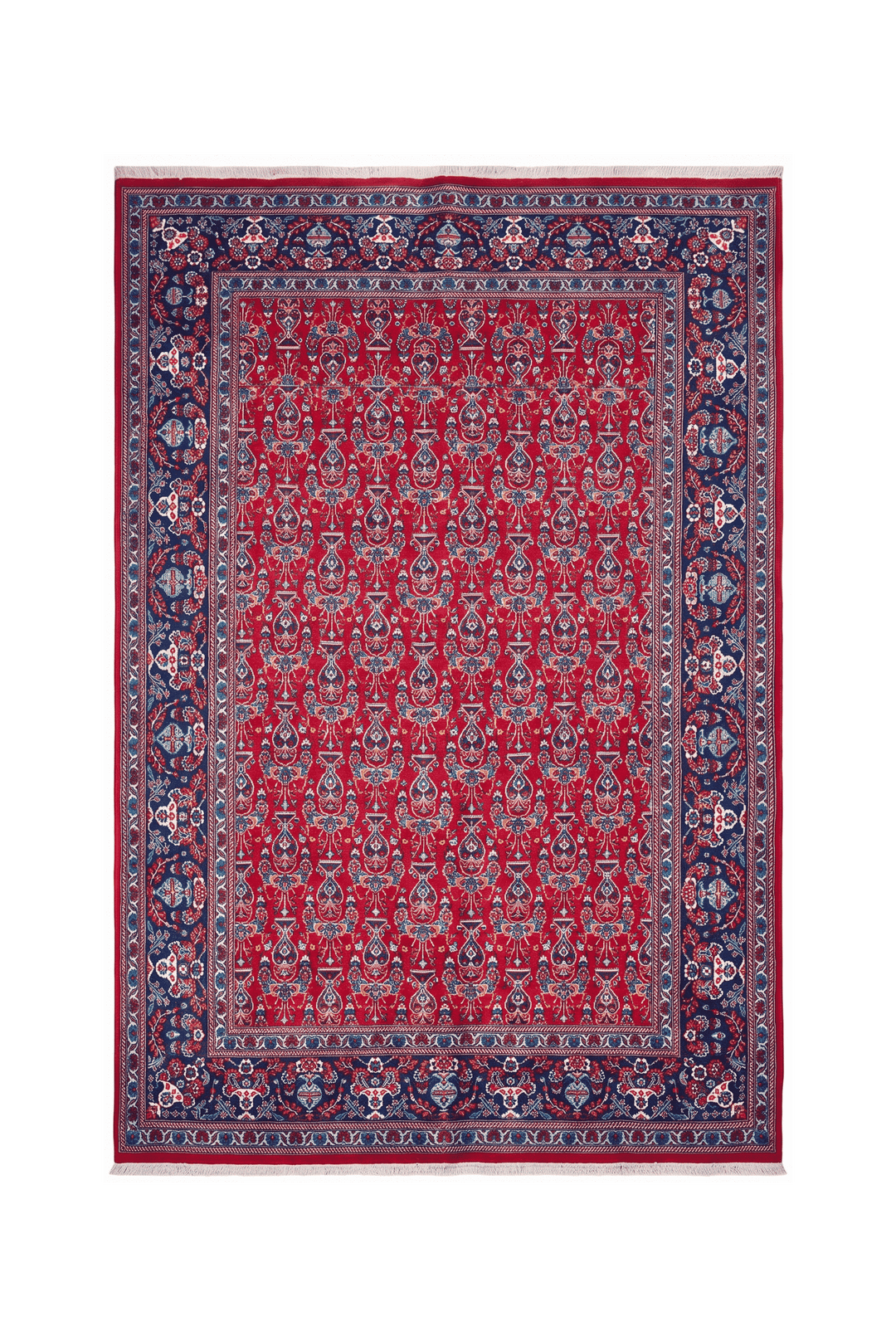 チェリーレッドのペルシャ絨毯 ムード（花柄） 197×294cm・約4.5畳の手織りウールラグ