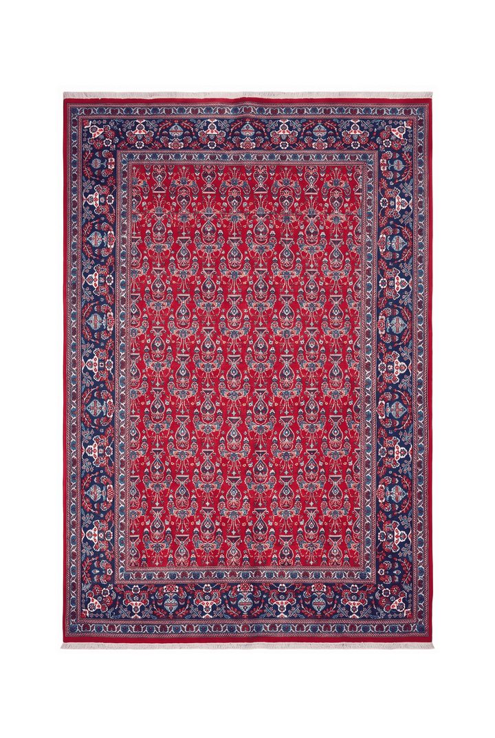 チェリーレッドのペルシャ絨毯 ムード（花柄） 197×294cm・約4.5畳の手織りウールラグ