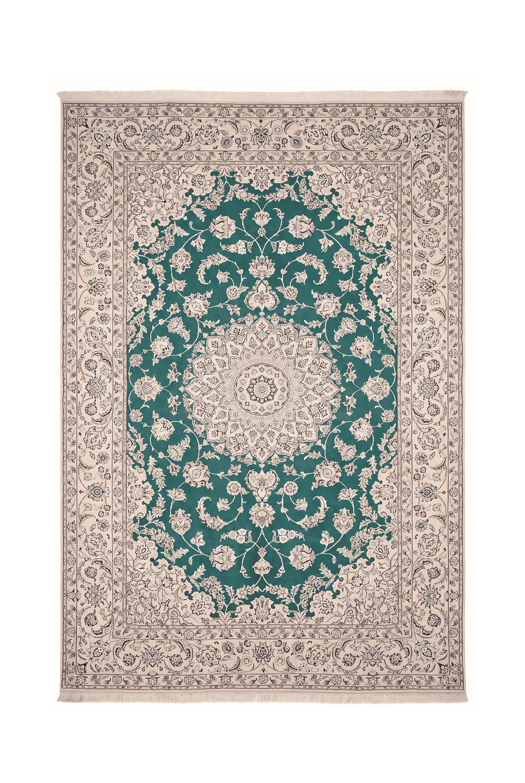 ディープティールのペルシャ絨毯 ナイン（メダリオン柄） 200×312cm・約4.5畳の手織りウールラグ