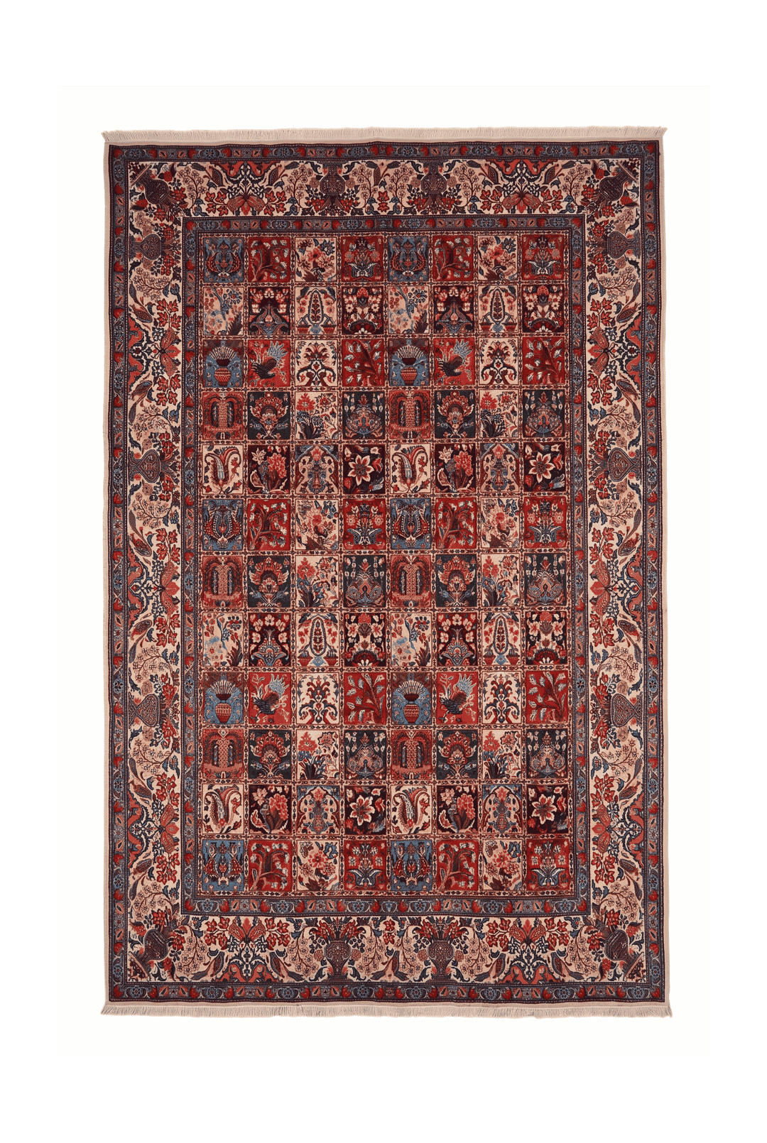 マルチカラーのペルシャ絨毯 サブゼヴァール（花柄） 200×293cm・約4.5畳の手織りウールラグ