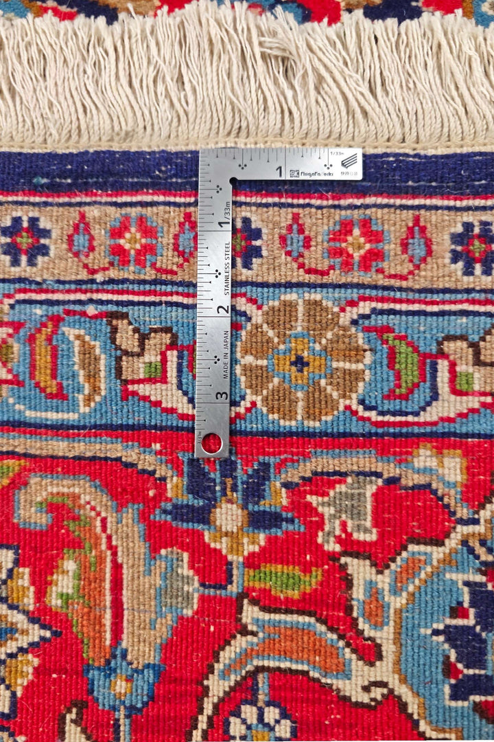 ネイビーブルーのペルシャ絨毯 サブゼヴァール（花柄） 手織りラグ 198×292cm（写真13）