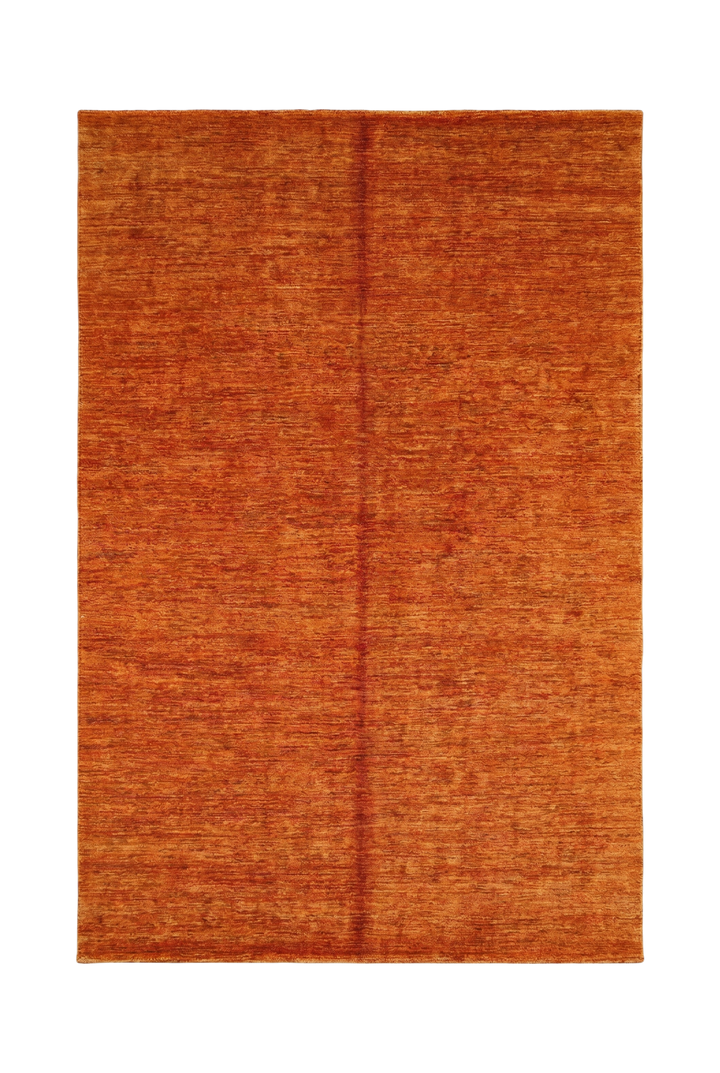 Rust Orange Plain Ghazni, Hand-Knotted Afghan Wool Rug