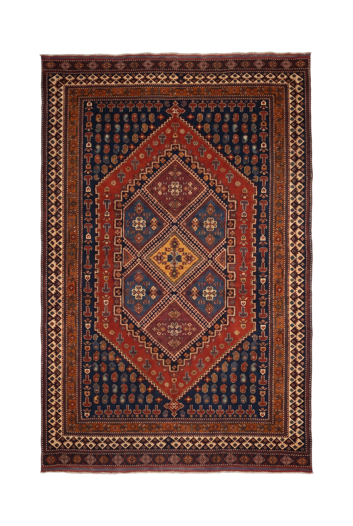 Navy &amp; Red Tribal Medallion Rug, Hand-Knotted Afghani Sherwan
